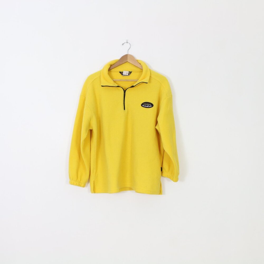 *Vintage 90's Canadian Fleecewear Yellow 3/4 Zip Sweater - Picture 4 of 9